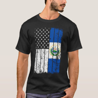 Salvadoran America Flag T-Shirt - El Salvador USA 