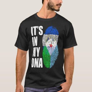 Salvadoran And Djiboutian Mix DNA Flag Heritage T-Shirt
