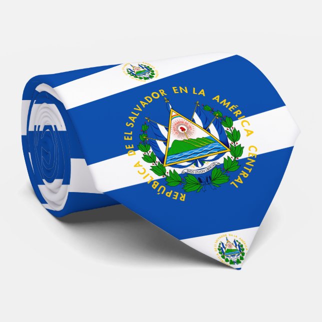 Salvadoran Flag & Coat of Arms, El Salvador Tie (Rolled)