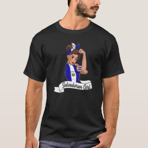 Salvadoran Girl Women Mum Flag DNA El Salvador Sal T-Shirt
