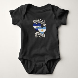 Salvadorian Argentinian Heart Flags El Salvador Ar Baby Bodysuit