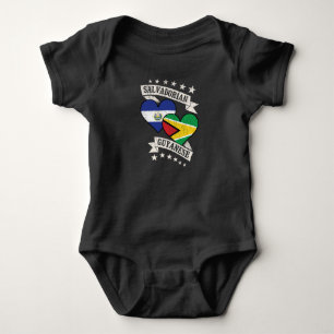 Salvadorian Guyanese Heart Flags El Salvador Guyan Baby Bodysuit