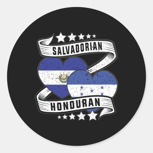 Salvadorian Honduran Flag Honduras Y El Salvador Classic Round Sticker (Front)