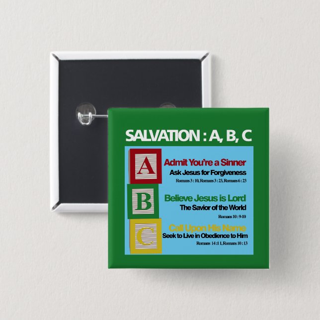 Salvation ABC  15 Cm Square Badge (Front & Back)