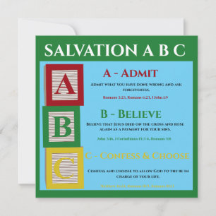 Salvation abc thank you card