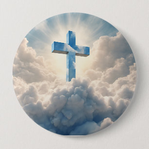 Salvation, Cross in the Clouds, 10 Cm Round Badge