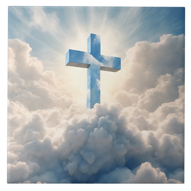 Salvation, Cross in the Clouds, Ceramic Tile (Front)