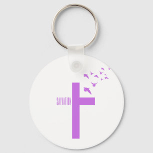 Salvation Cross with Doves  Key Ring