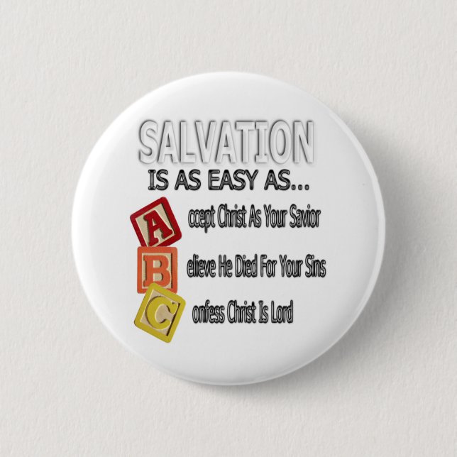 Salvation Is Easy As ABC 6 Cm Round Badge (Front)