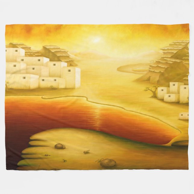 "Salvation" - Middle East, Orient Sunset Painting Fleece Blanket (Front (Horizontal))
