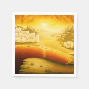 "Salvation" - Middle East, Orient Sunset Painting Napkin