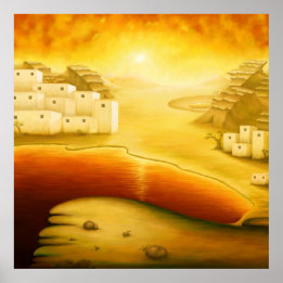 "Salvation" - Middle East, Orient Sunset Painting Poster