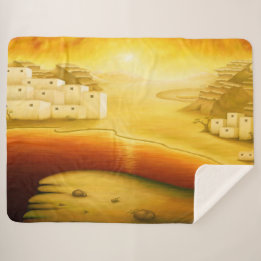 "Salvation" - Middle East, Orient Sunset Painting Sherpa Blanket