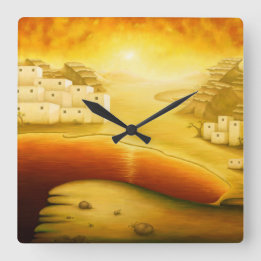 "Salvation" - Middle East, Orient Sunset Painting Square Wall Clock