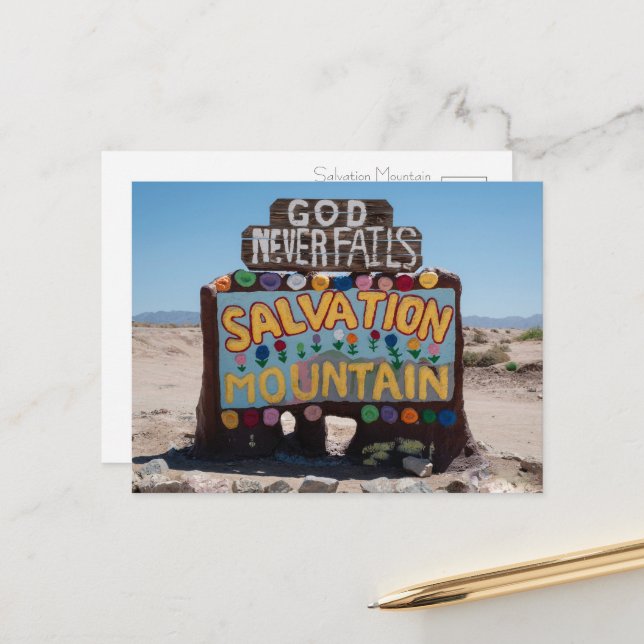Salvation Mountain Welcome Sign Postcard (Front/Back In Situ)