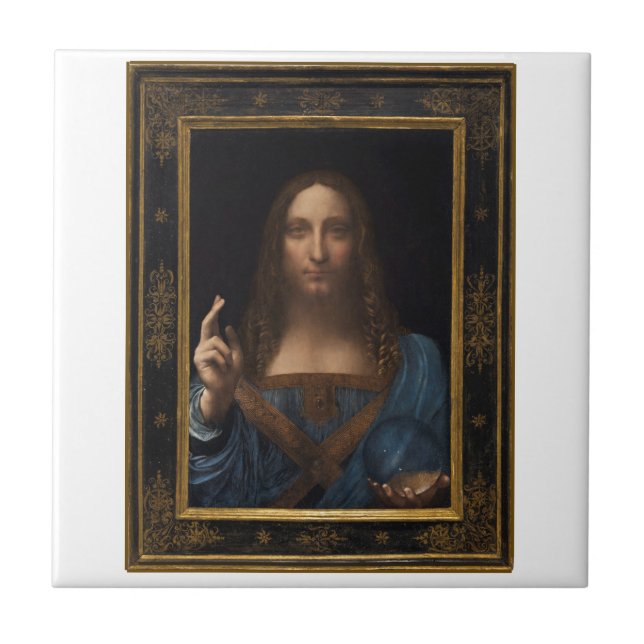 Salvator Mundi by Leonardo da Vinci circa 1500 Ceramic Tile (Front)
