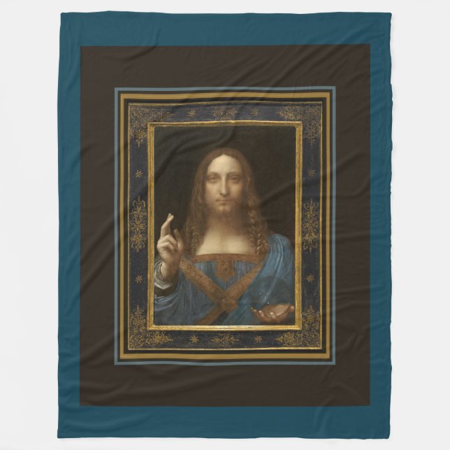 Salvator Mundi c 1500 Leonardo da Vinci Fine Art   Fleece Blanket (Front)