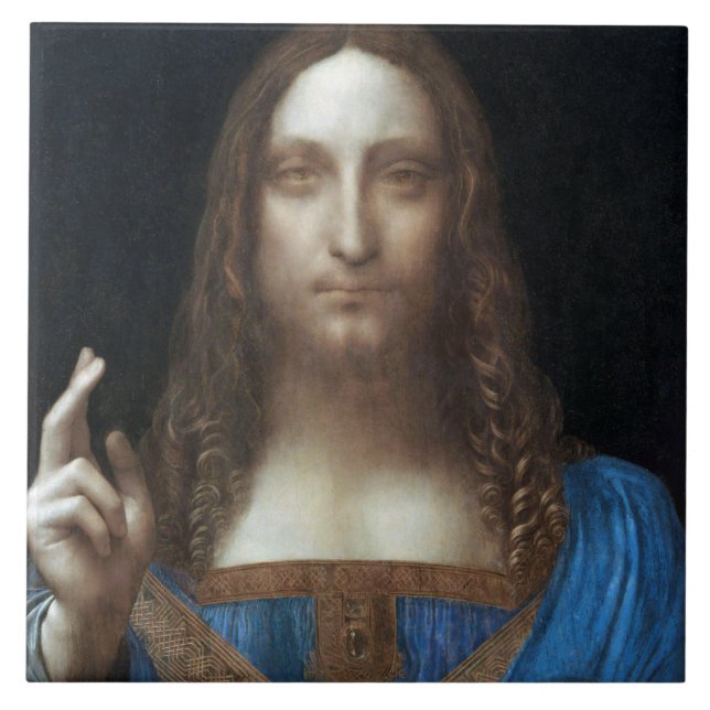 Salvator Mundi, Jesus Christ, Leonardo da Vinci Ceramic Tile (Front)