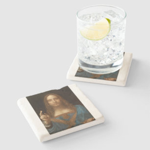 Salvator Mundi (Saviour of the World) (da Vinci) Stone Coaster