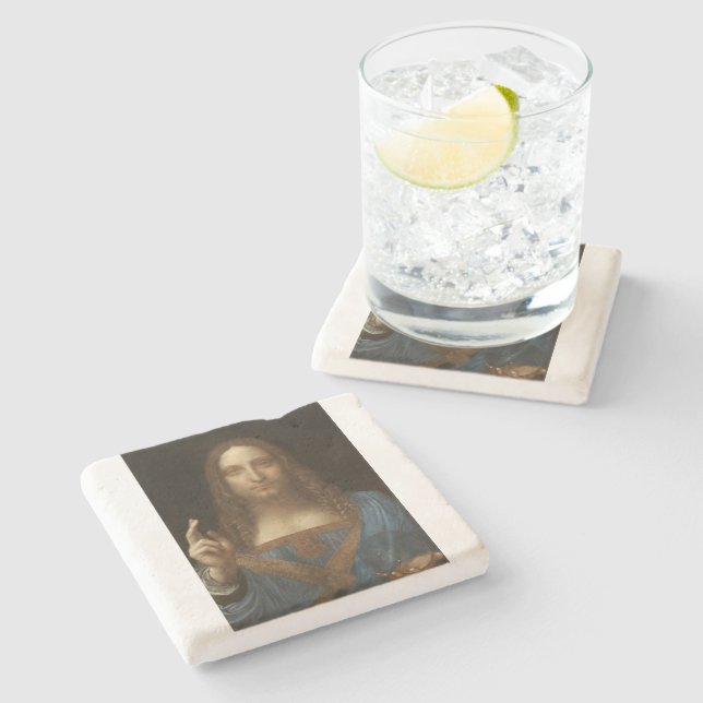 Salvator Mundi (Saviour of the World) (da Vinci) Stone Coaster (Side)
