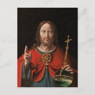 Salvator Mundi with Jewelled Staff and Orb Holiday Postcard