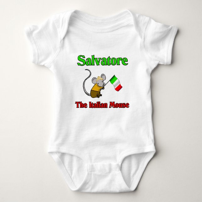 Salvatore The Italian Mouse Baby Bodysuit (Front)