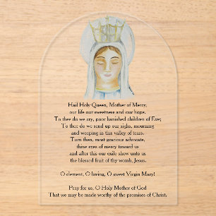 Salve Regina Acrylic Prayer Card Invitations