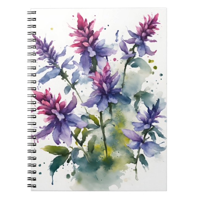 Salvia - Watercolor flowers Notebook (Front)