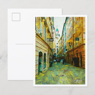 Salzburg Austria Beautiful Oil Painting City Postcard