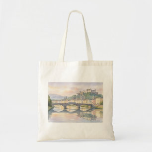 Salzburg Austria  Castle Bridge River Sketch Tote Bag