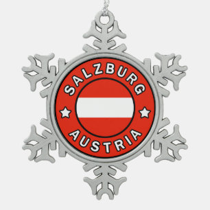 Salzburg Austria Snowflake Pewter Christmas Ornament