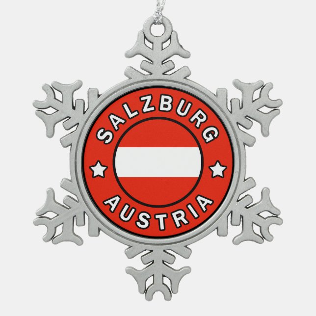 Salzburg Austria Snowflake Pewter Christmas Ornament (Front)