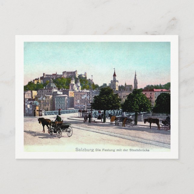Salzburg, Austria, Staatsbrücke, 1910 Vintage Postcard (Front)