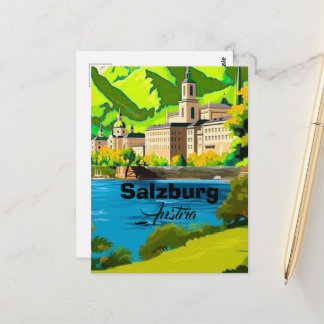 Salzburg Austria Travel Postcard Art, Austria Trav