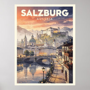 Salzburg Austria Vintage Travel Poster