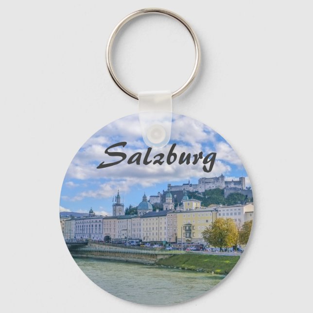 Salzburg in Austria with its Castle Souvenir Key Ring (Front)