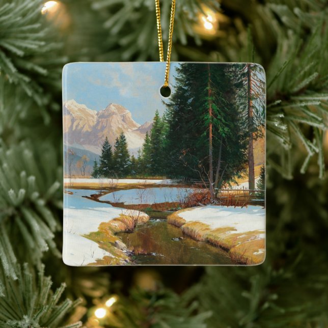 Salzburger Alps-View, Winter Christmas Ceramic Ornament (Tree)
