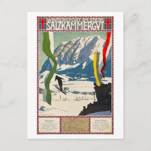 Salzkammergut Austria Vintage Poster Restored Postcard