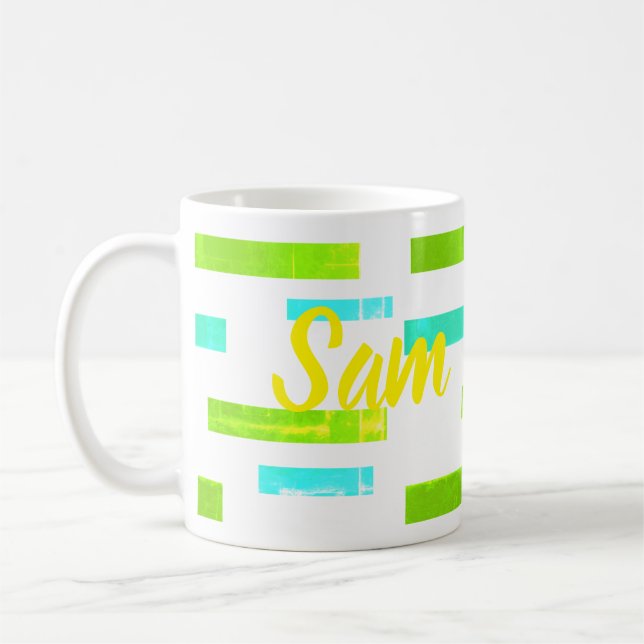 Sam Add Your Name Tropical Coffee Tea Mug Cup (Left)