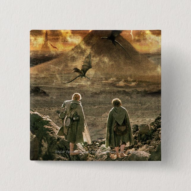 Sam and FRODO™ Approaching Mount Doom 15 Cm Square Badge (Front)
