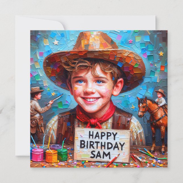 SAM ~ Birthday Card ~ Cowboy ~ Flat Card (Front)