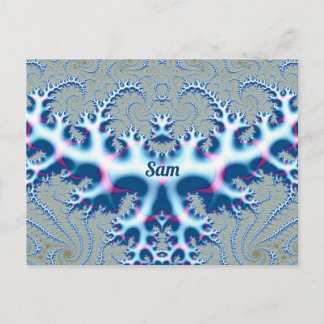SAM ~ Icy White and Blue 3D Fractal Design ~ Postcard