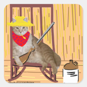 Sam Le Cat No Trespassing Country Cat Sticker
