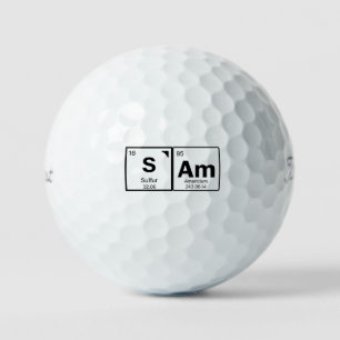 'SAM' Periodic Table of Elements Name Fun Gift Golf Balls