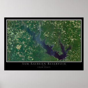 Sam Rayburn Lake Texas Satellite Poster Map