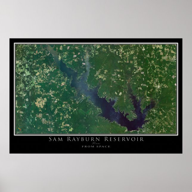 Sam Rayburn Lake Texas Satellite Poster Map (Front)