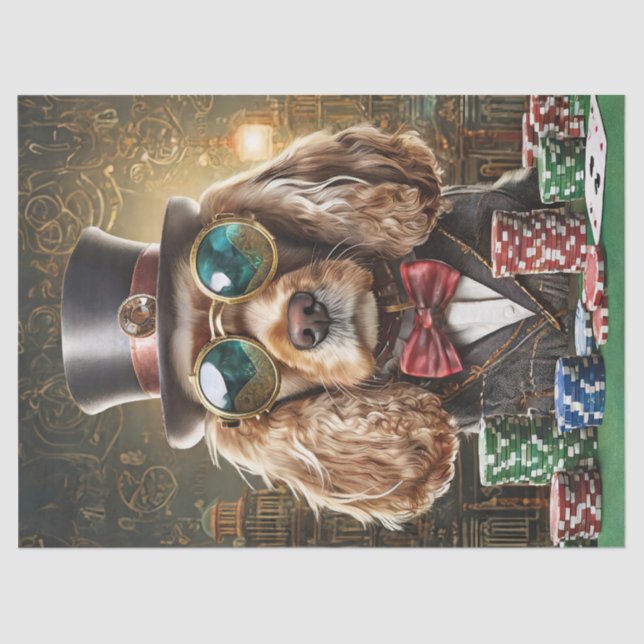 Sam Slick, Cocker Spaniel Playing Poker Tissue Paper (Front)