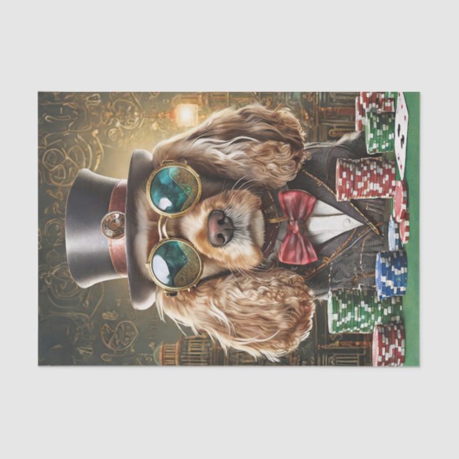 Sam Slick, Cocker Spaniel Playing Poker Tissue Paper (Front)