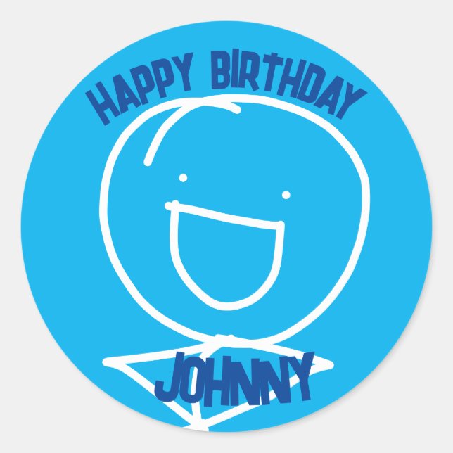 Sam Stickman Birthday Classic Round Sticker (Front)