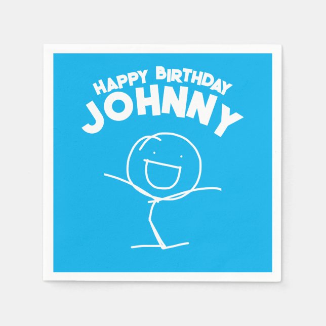 Sam Stickman Birthday Paper Napkins (Front)